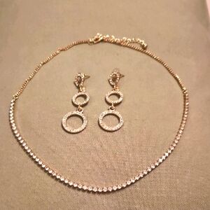 Crystal Gold plated Necklace and Earring Set,